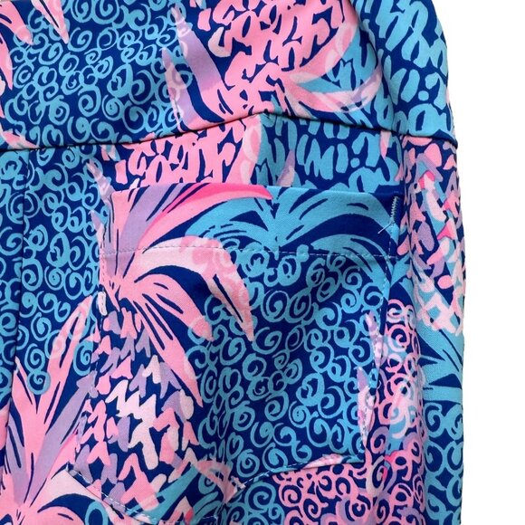 LILLY PULITZER  Luxletic Leggings Sz 10 Stretch Pink Blue Preppy Pineapple NWOT - Picture 6 of 10